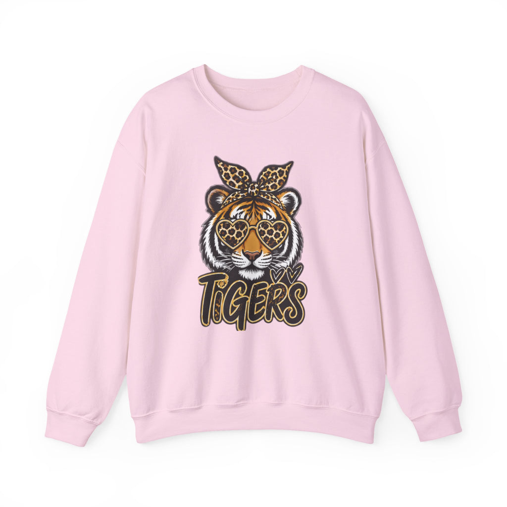 Tiger Mascot Crewneck Sweatshirt — Leopard Bandana Tiger Graphic