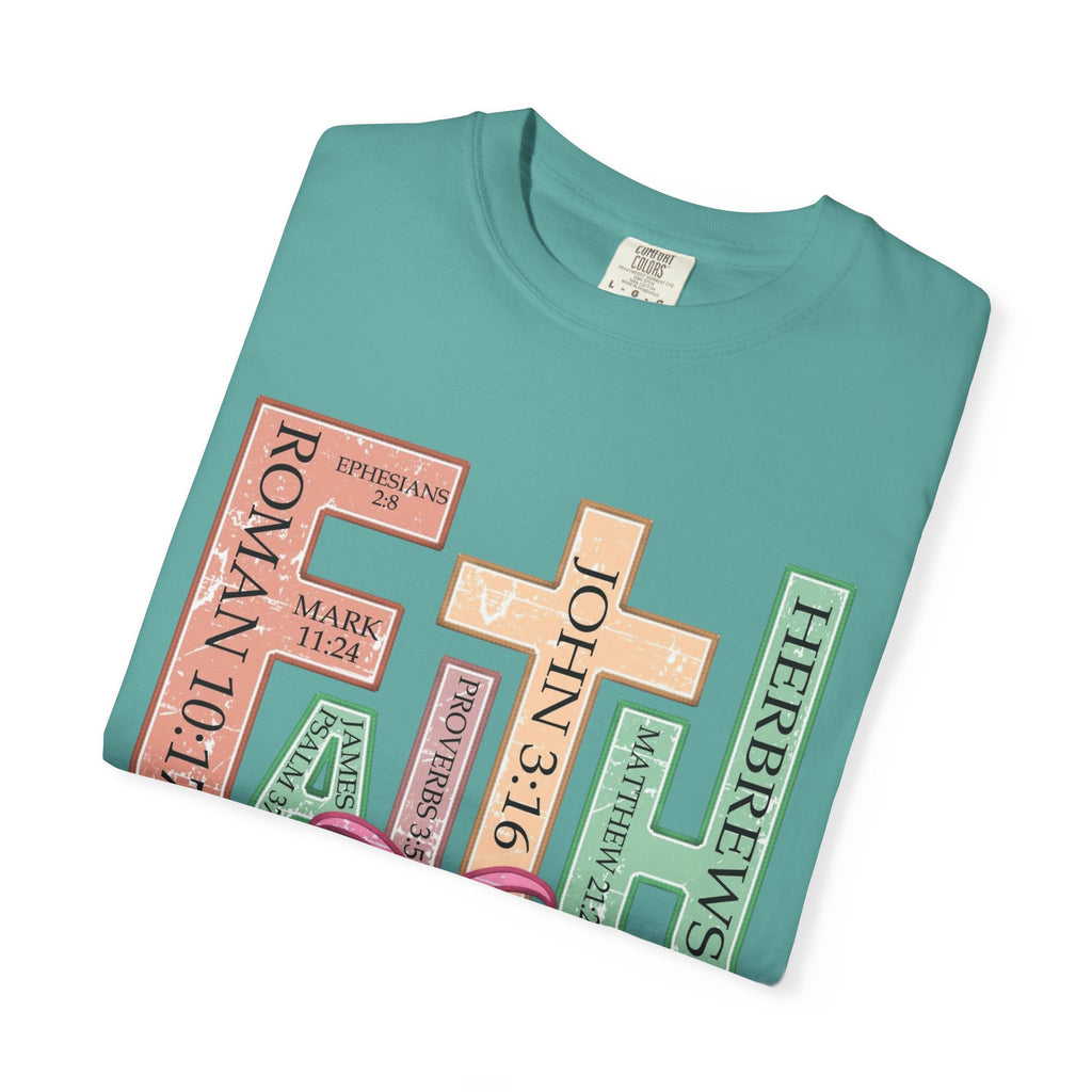 Christian Crosses Scripture Tee — John 3:16, Romans 10:17, Hebrews — Faith Graphic T-Shirt