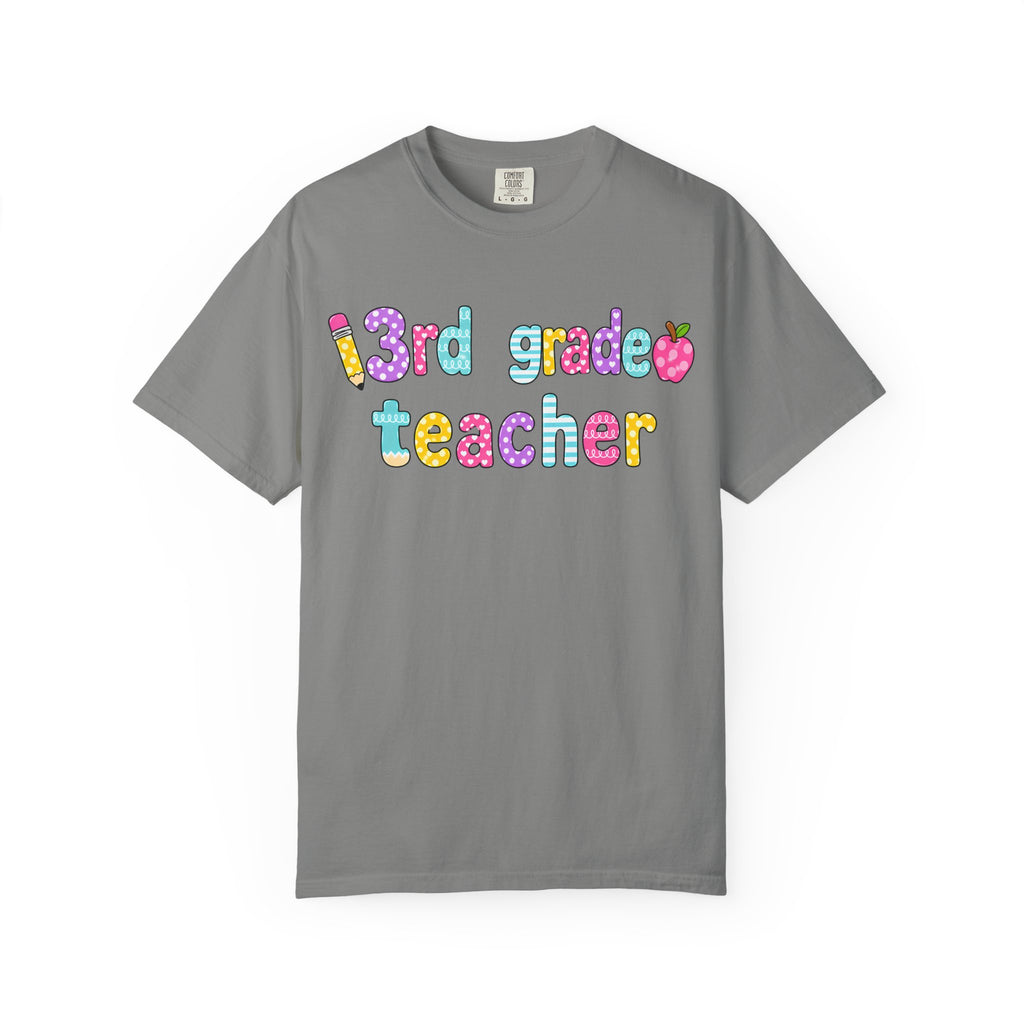 3rd Grade Teacher T-Shirt — "Big Hearts Shape Little Minds" Colorful School Teacher Tee