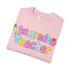 1st Grade Teacher T-Shirt — "Big Hearts Shape Little Minds" Colorful School Teacher Tee