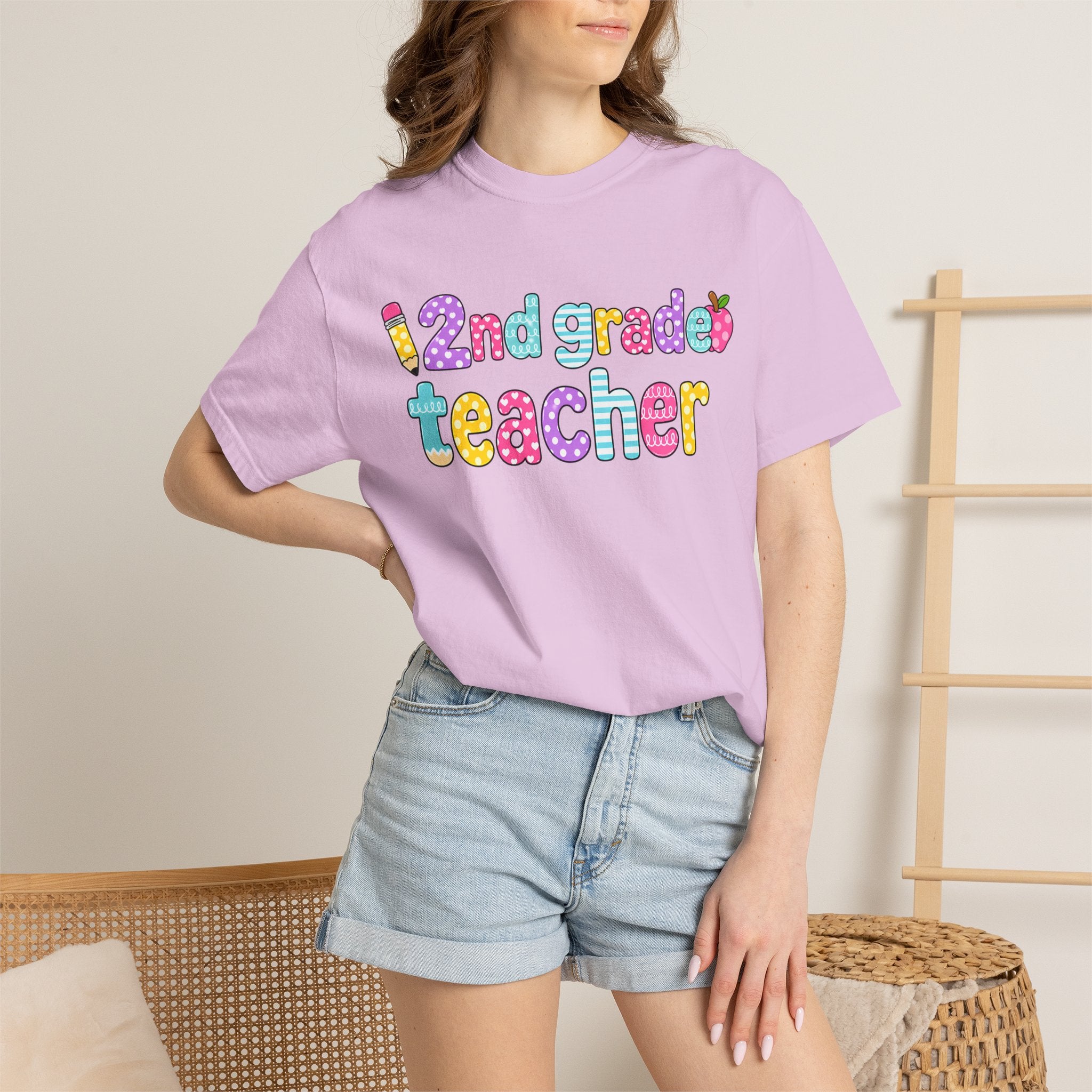2nd grade Teacher T-Shirt — "Big Hearts Shape Little Minds" Colorful School Teacher Tee