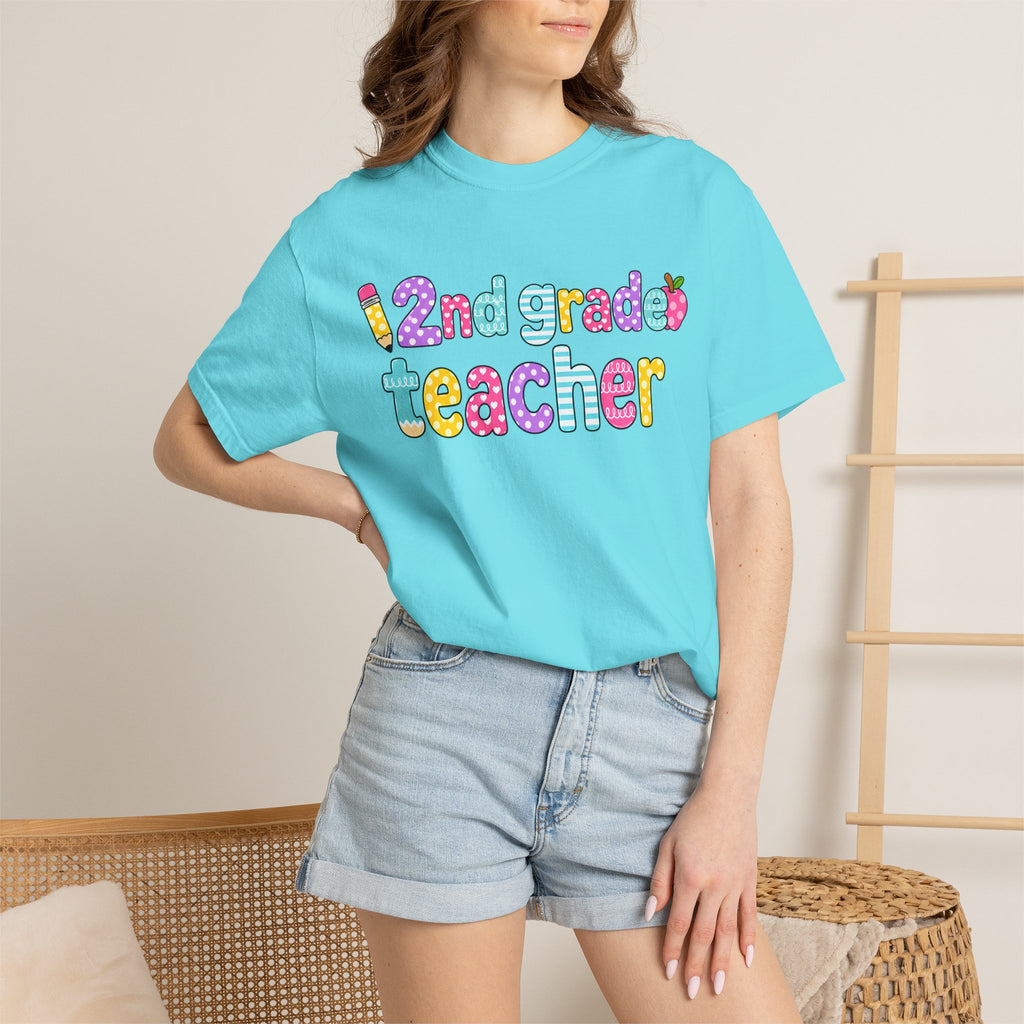 2nd grade Teacher T-Shirt — "Big Hearts Shape Little Minds" Colorful School Teacher Tee