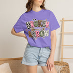 Broken Arrow Graphic T‑Shirt — Retro Patchwork Lettering Tee