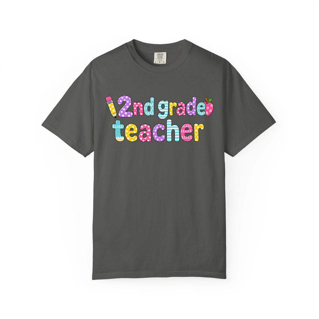 2nd grade Teacher T-Shirt — "Big Hearts Shape Little Minds" Colorful School Teacher Tee