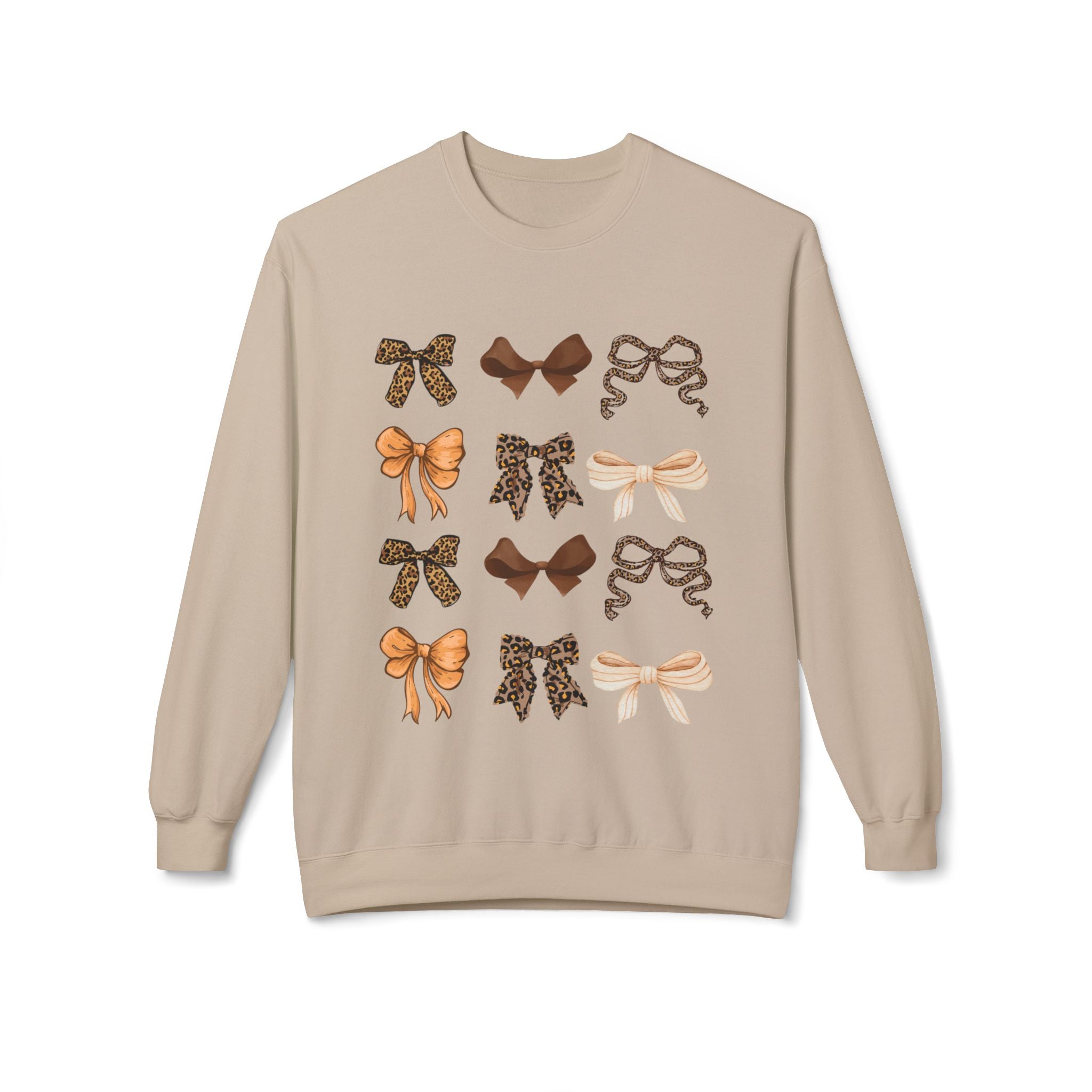 Cozy Bow-Patterned Crewneck Sweatshirt