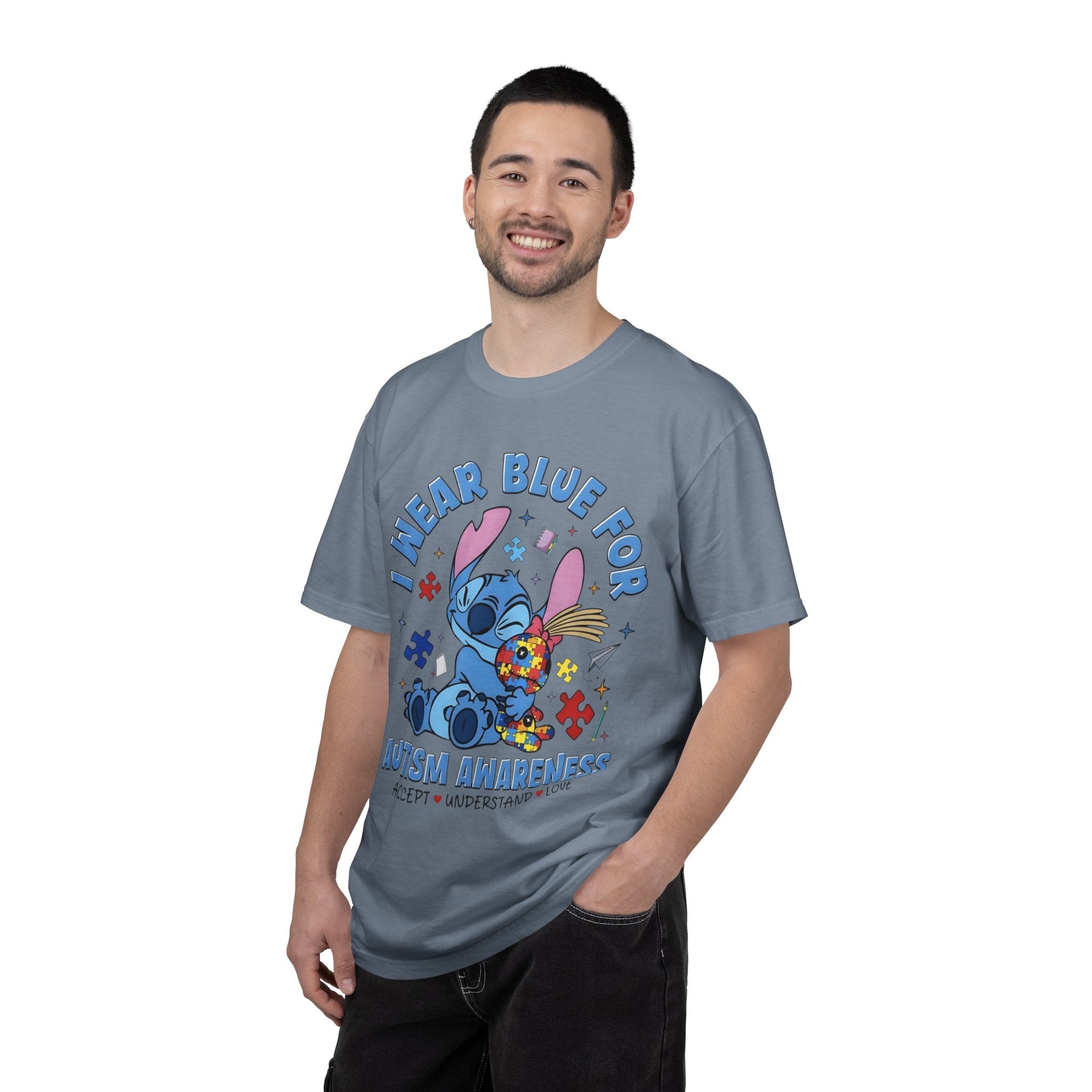 Autism Awareness T-Shirt — “I Wear Blue For” Cute Stitch Design