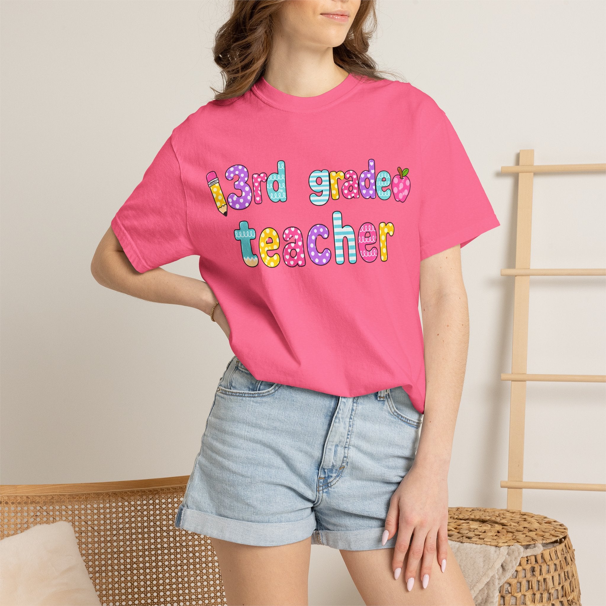 3rd Grade Teacher T-Shirt — "Big Hearts Shape Little Minds" Colorful School Teacher Tee