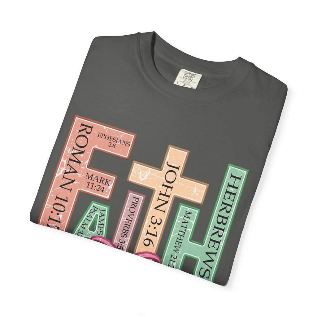 Christian Crosses Scripture Tee — John 3:16, Romans 10:17, Hebrews — Faith Graphic T-Shirt