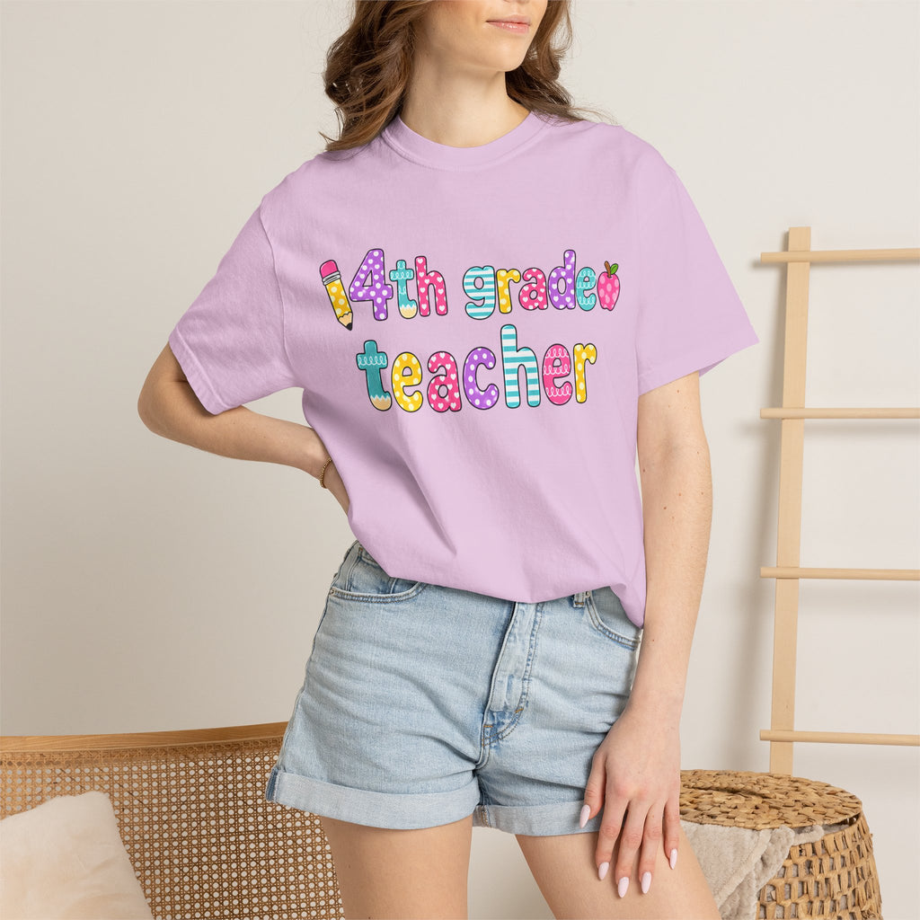 4nd grade Teacher T-Shirt — "Big Hearts Shape Little Minds" Colorful School Teacher Tee