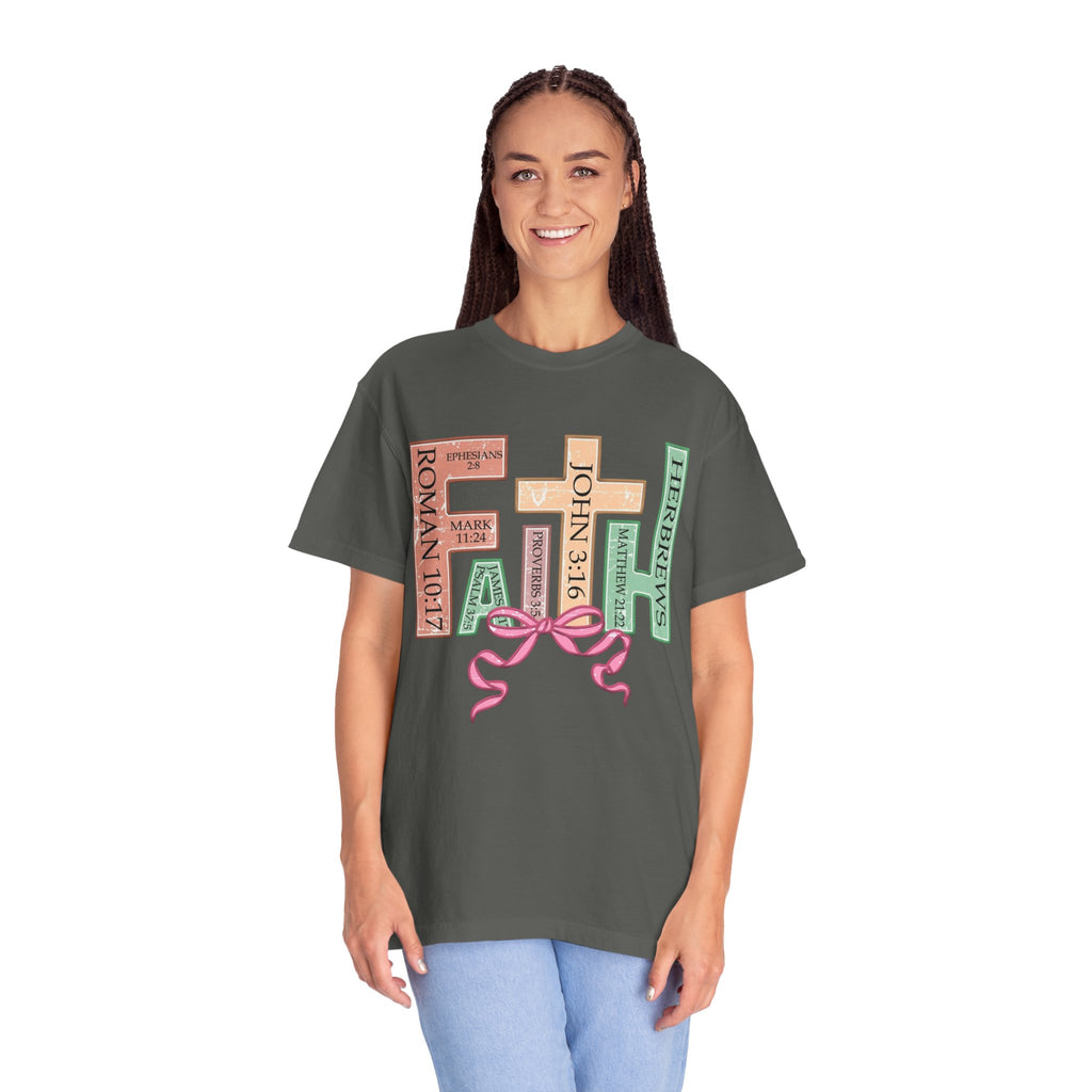 Christian Crosses Scripture Tee — John 3:16, Romans 10:17, Hebrews — Faith Graphic T-Shirt