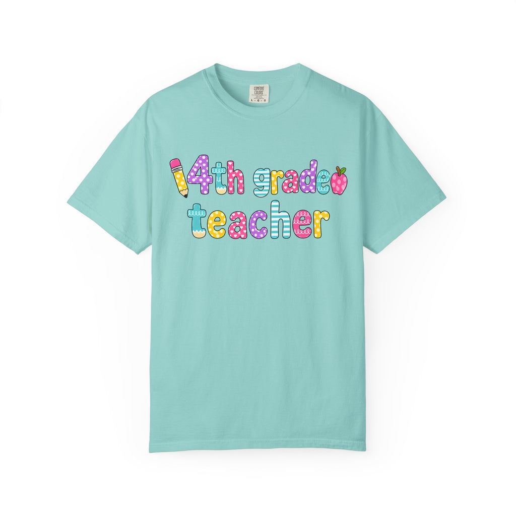 4nd grade Teacher T-Shirt — "Big Hearts Shape Little Minds" Colorful School Teacher Tee