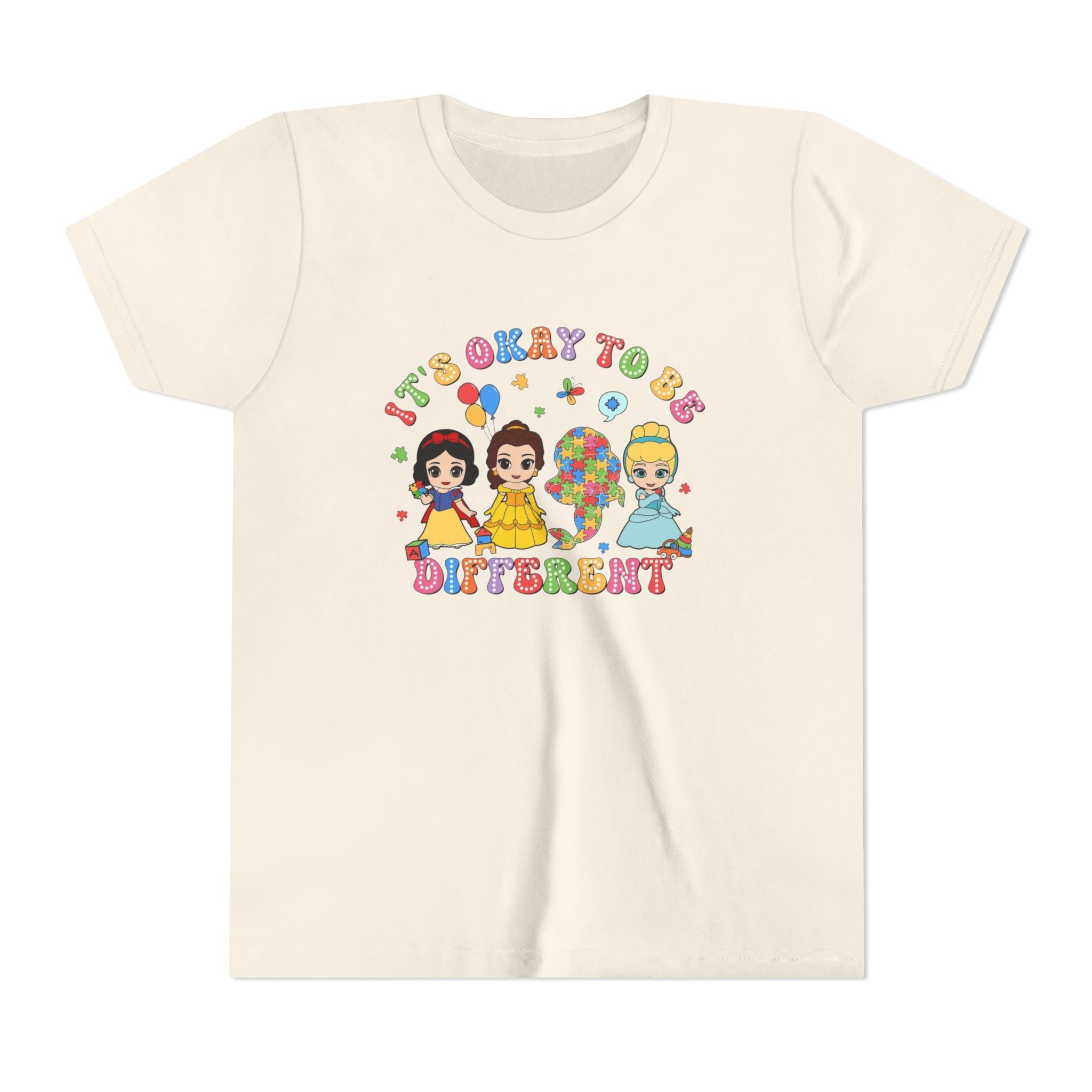 Youth Tee — "It's Okay to Be Different" Diverse Kids Graphic Shirt