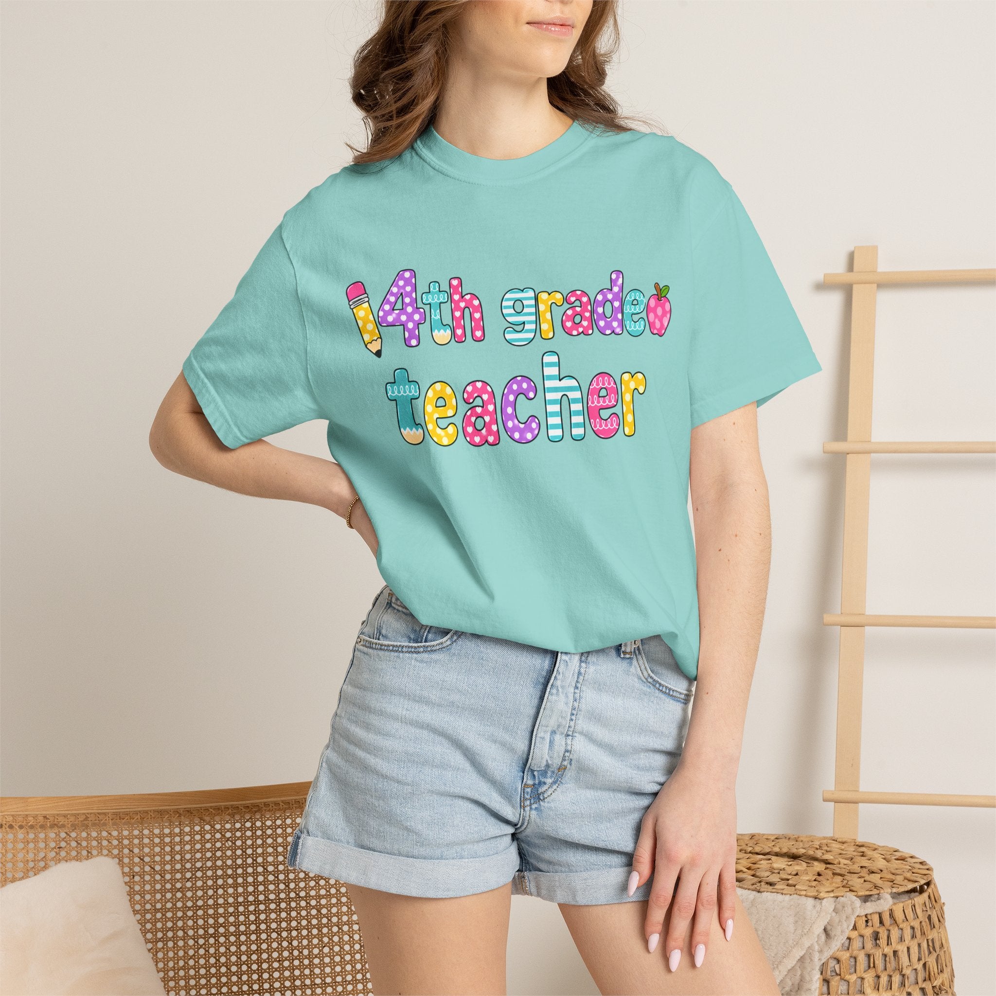 4nd grade Teacher T-Shirt — "Big Hearts Shape Little Minds" Colorful School Teacher Tee