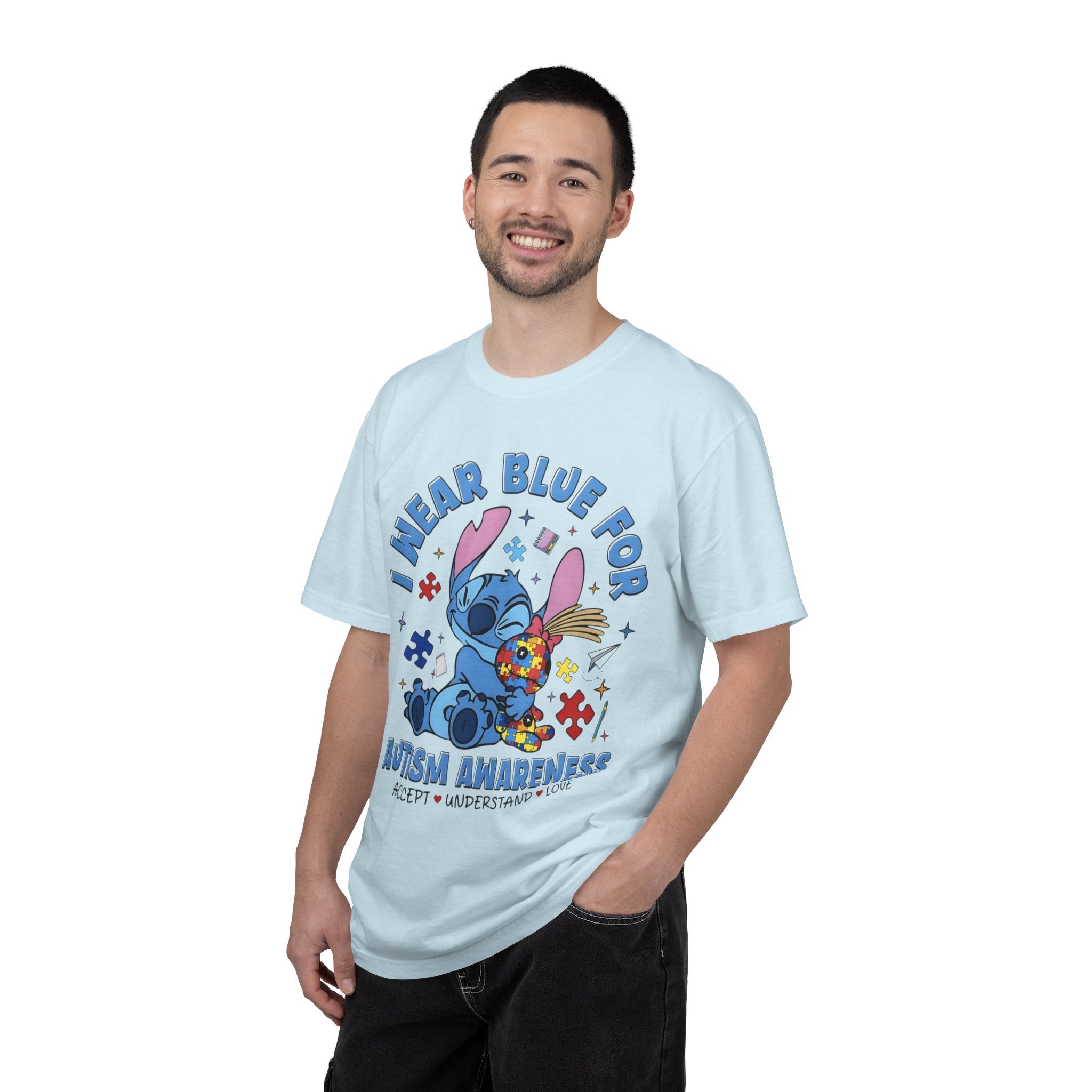 Autism Awareness T-Shirt — “I Wear Blue For” Cute Stitch Design