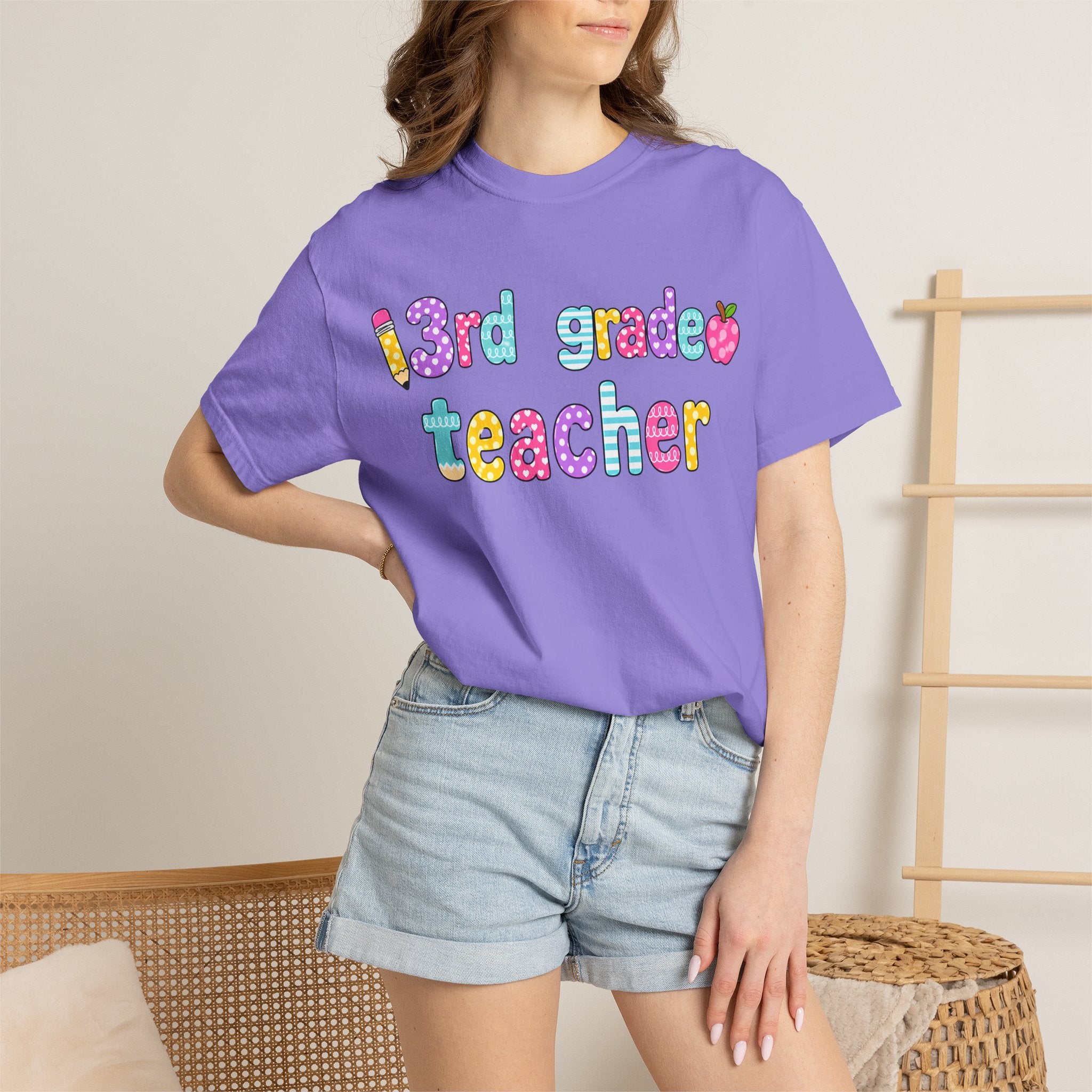 3rd Grade Teacher T-Shirt — "Big Hearts Shape Little Minds" Colorful School Teacher Tee