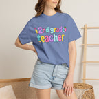2nd grade Teacher T-Shirt — "Big Hearts Shape Little Minds" Colorful School Teacher Tee