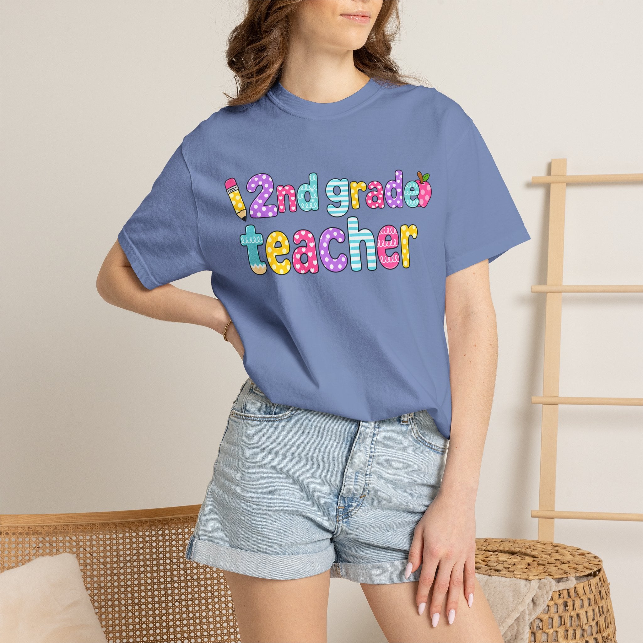 2nd grade Teacher T-Shirt — "Big Hearts Shape Little Minds" Colorful School Teacher Tee