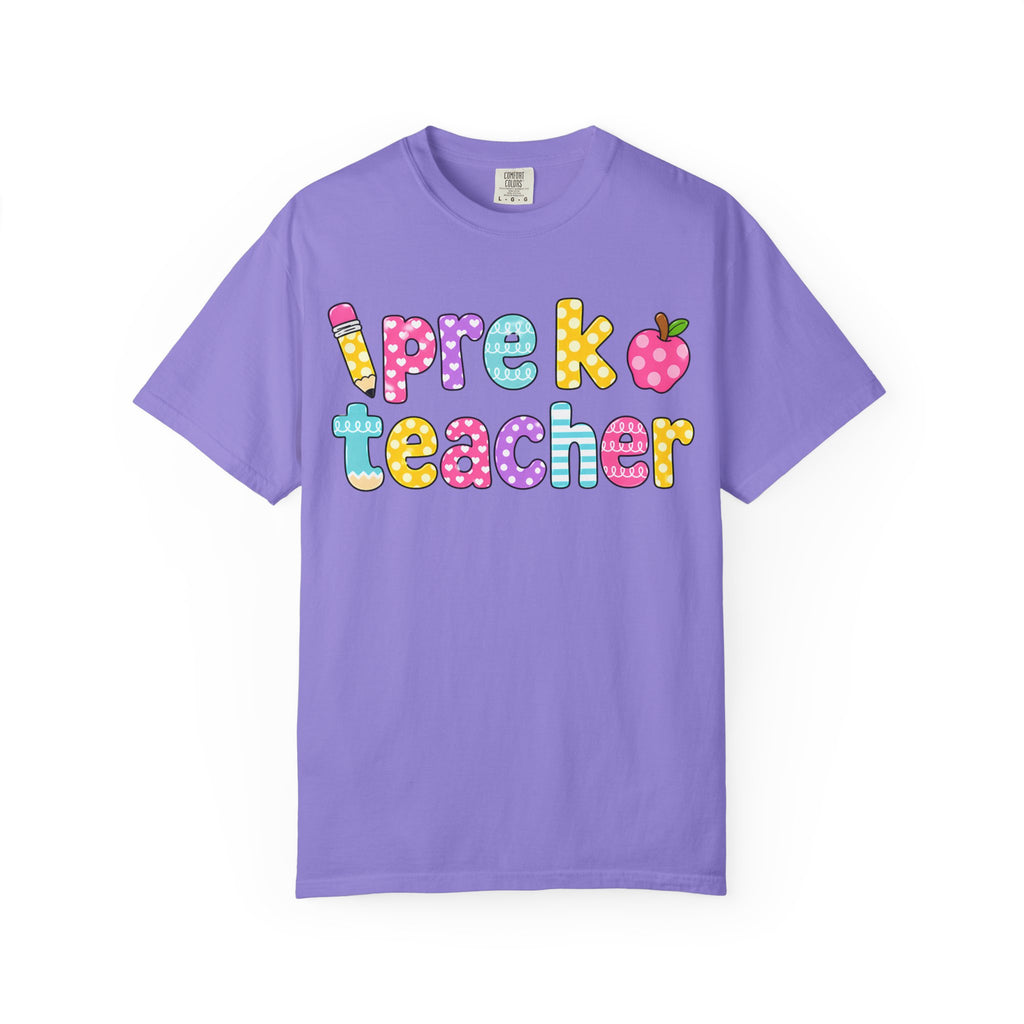 Pre k Teacher T-Shirt — "Big Hearts Shape Little Minds" Colorful School Teacher Tee