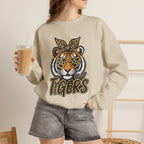 Tiger Mascot Crewneck Sweatshirt — Leopard Bandana Tiger Graphic