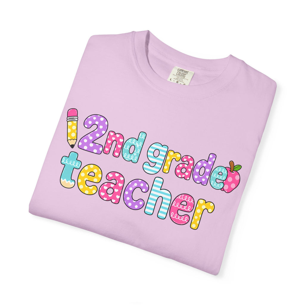 2nd grade Teacher T-Shirt — "Big Hearts Shape Little Minds" Colorful School Teacher Tee