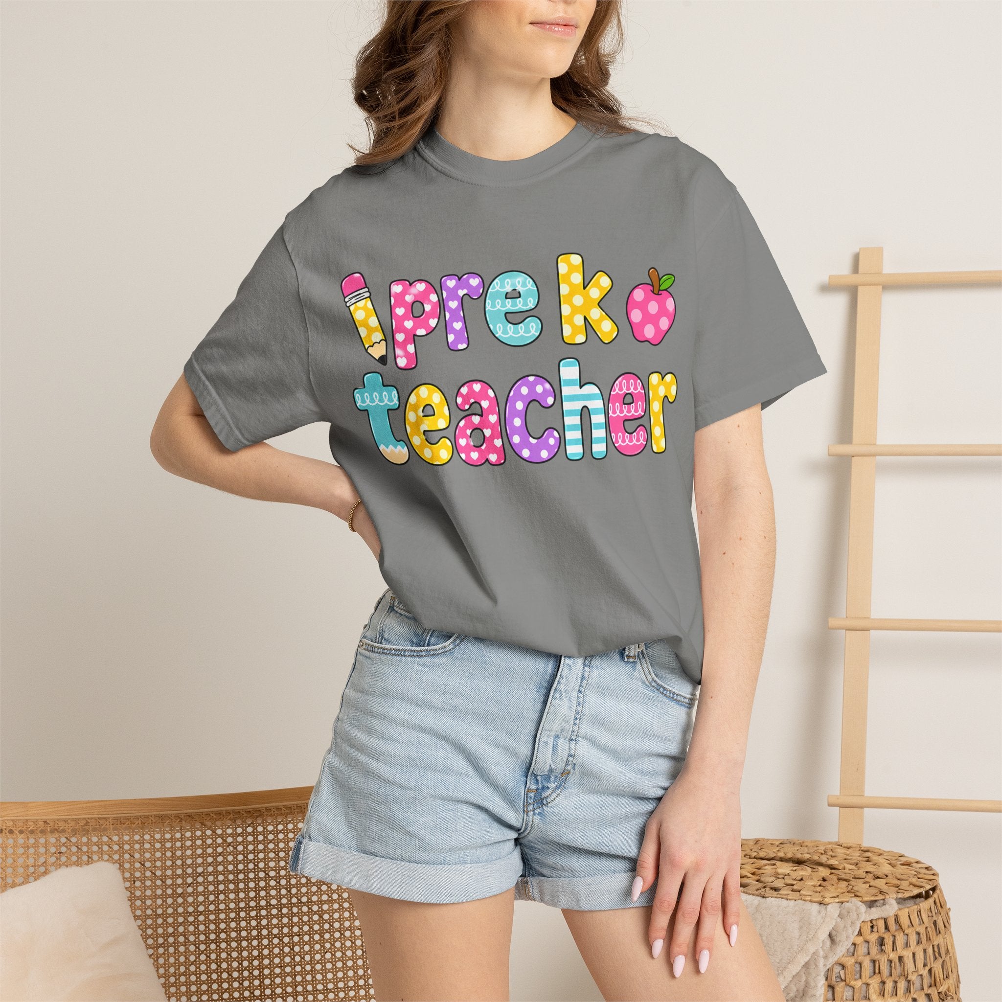 Pre k Teacher T-Shirt — "Big Hearts Shape Little Minds" Colorful School Teacher Tee