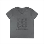 Emotion Faces V-Neck T-Shirt — "Regulation Not Expectation" Mental Health Tee
