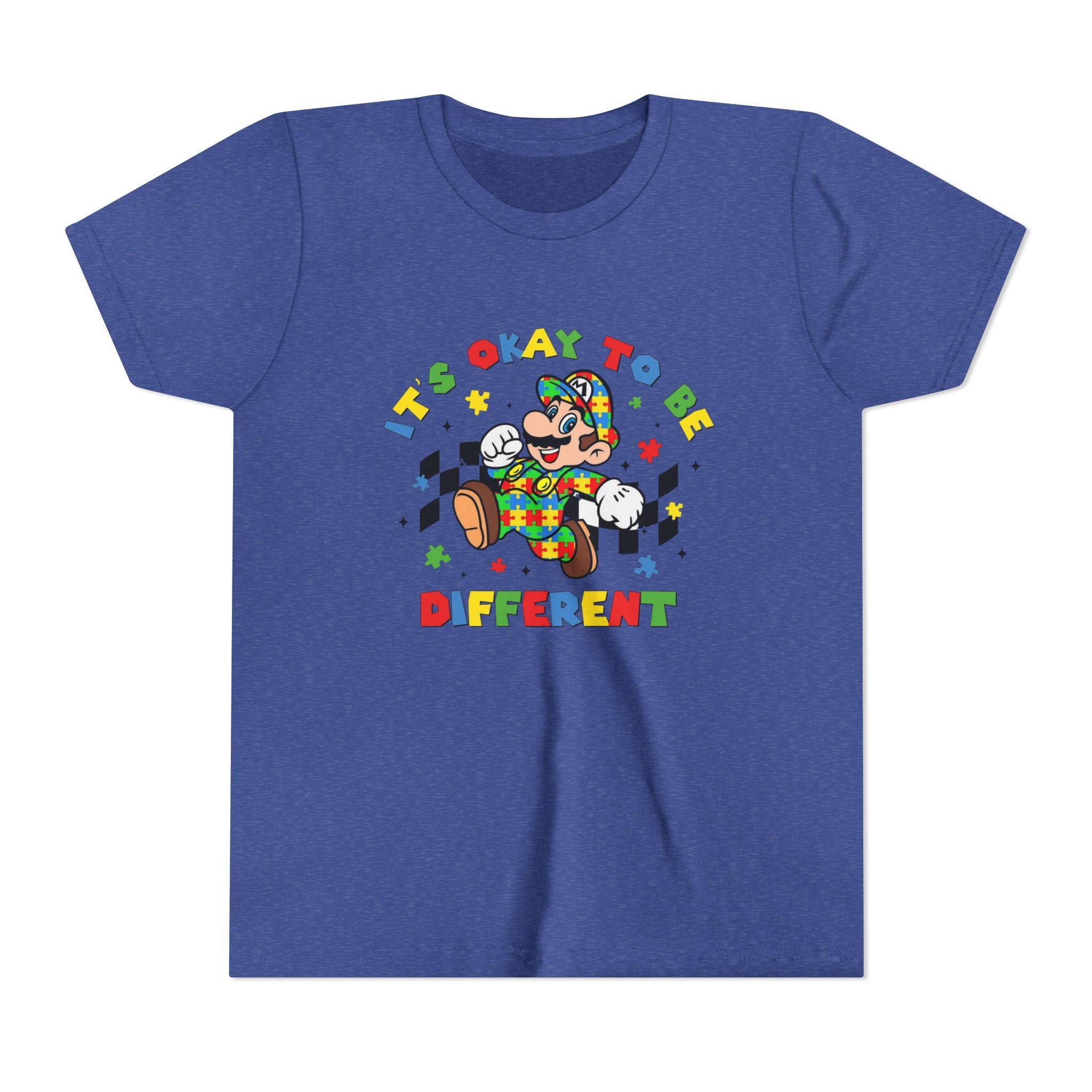 Youth Tee - "It's Okay To Be Different" Rainbow Skate Character Kids T-Shirt