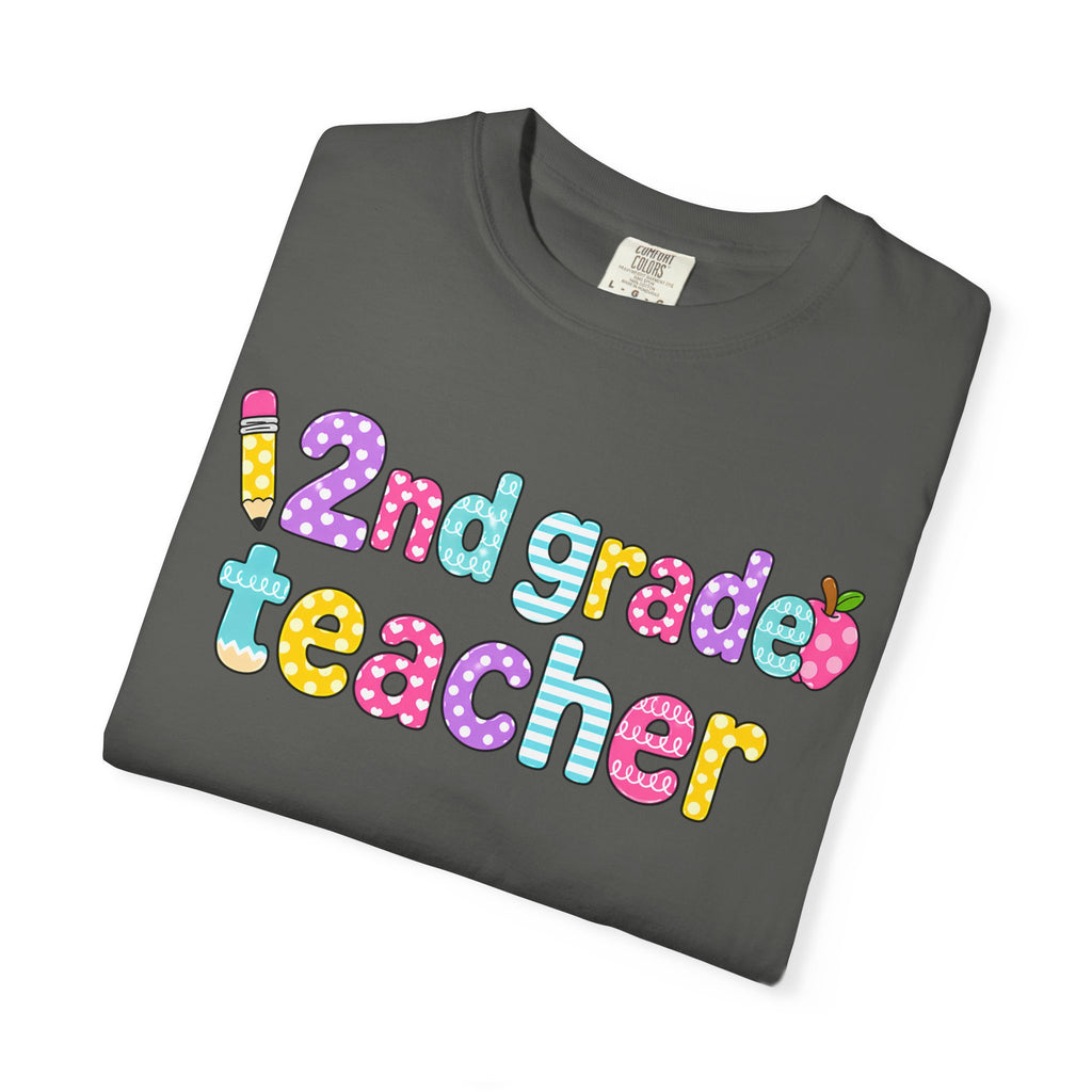 2nd grade Teacher T-Shirt — "Big Hearts Shape Little Minds" Colorful School Teacher Tee