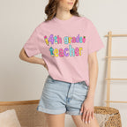 4nd grade Teacher T-Shirt — "Big Hearts Shape Little Minds" Colorful School Teacher Tee