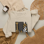 Tigers Crewneck Sweatshirt – Tiger Face with American Flag Stripe Graphic