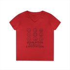 Emotion Faces V-Neck T-Shirt — "Regulation Not Expectation" Mental Health Tee