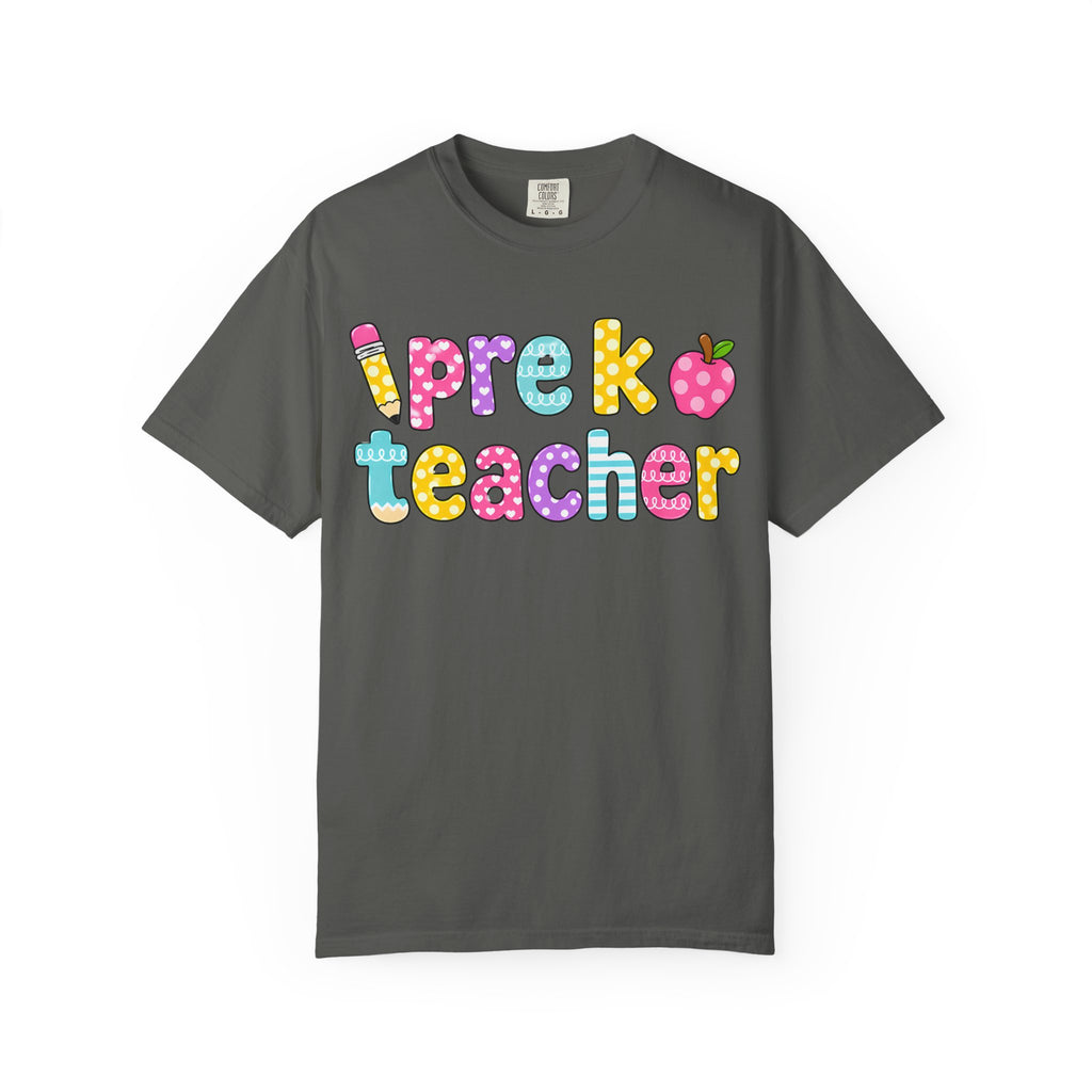 Pre k Teacher T-Shirt — "Big Hearts Shape Little Minds" Colorful School Teacher Tee