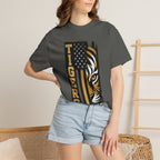 Tigers Flag T‑Shirt — Tiger Face with American Flag Stripe Graphic
