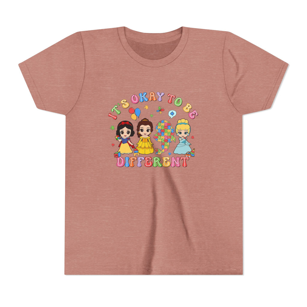 Youth Tee — "It's Okay to Be Different" Diverse Kids Graphic Shirt