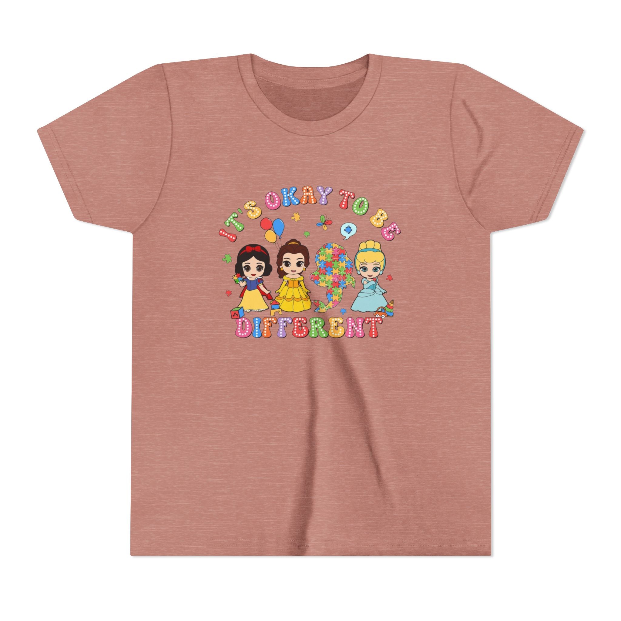 Youth Tee — "It's Okay to Be Different" Diverse Kids Graphic Shirt