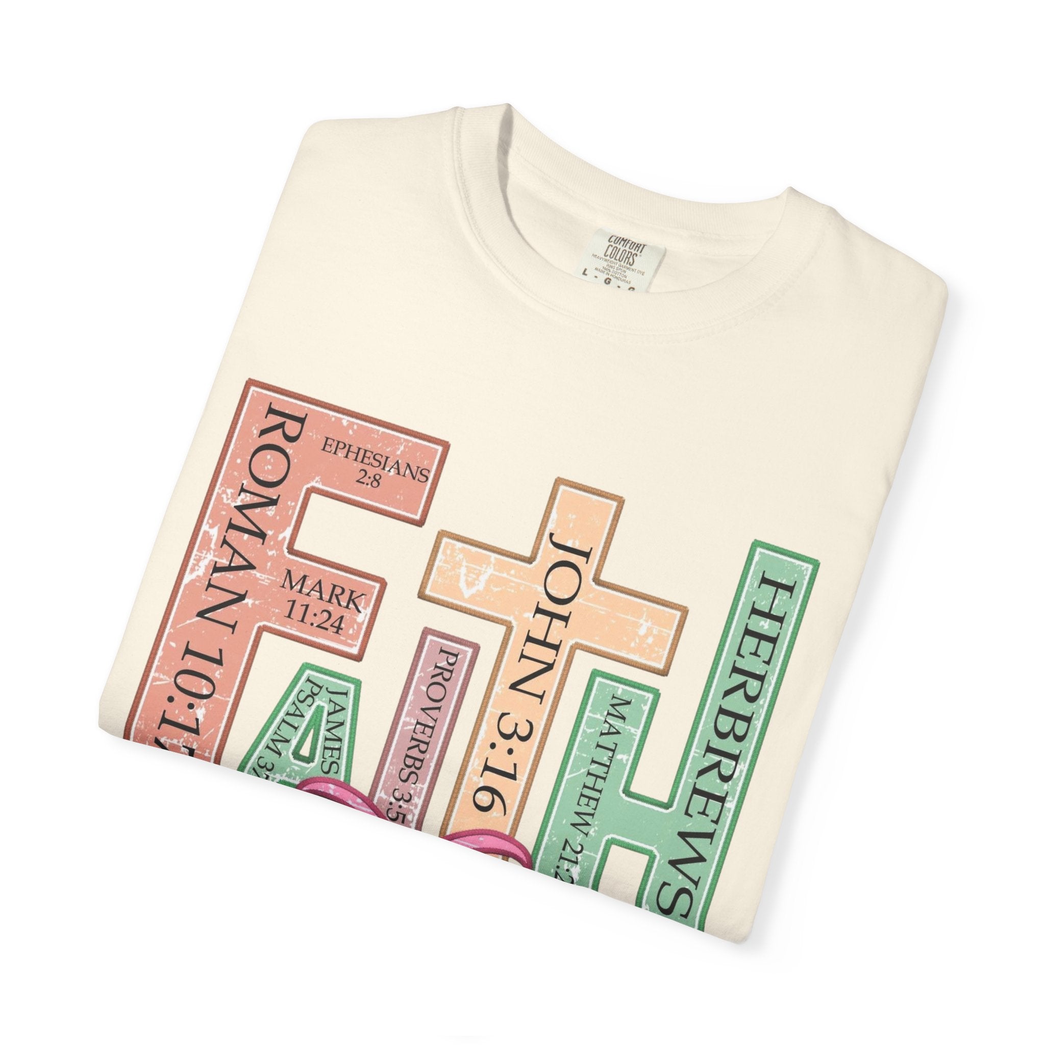Christian Crosses Scripture Tee — John 3:16, Romans 10:17, Hebrews — Faith Graphic T-Shirt