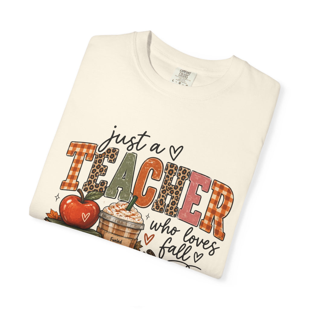 Fall Teacher T-Shirt - "Just a Teacher Who Loves Fall" Autumn Classroom Tee