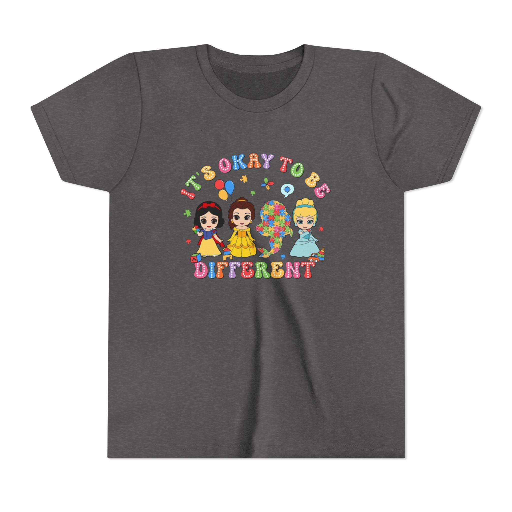 Youth Tee — "It's Okay to Be Different" Diverse Kids Graphic Shirt