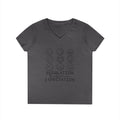 Emotion Faces V-Neck T-Shirt — "Regulation Not Expectation" Mental Health Tee