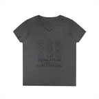 Emotion Faces V-Neck T-Shirt — "Regulation Not Expectation" Mental Health Tee