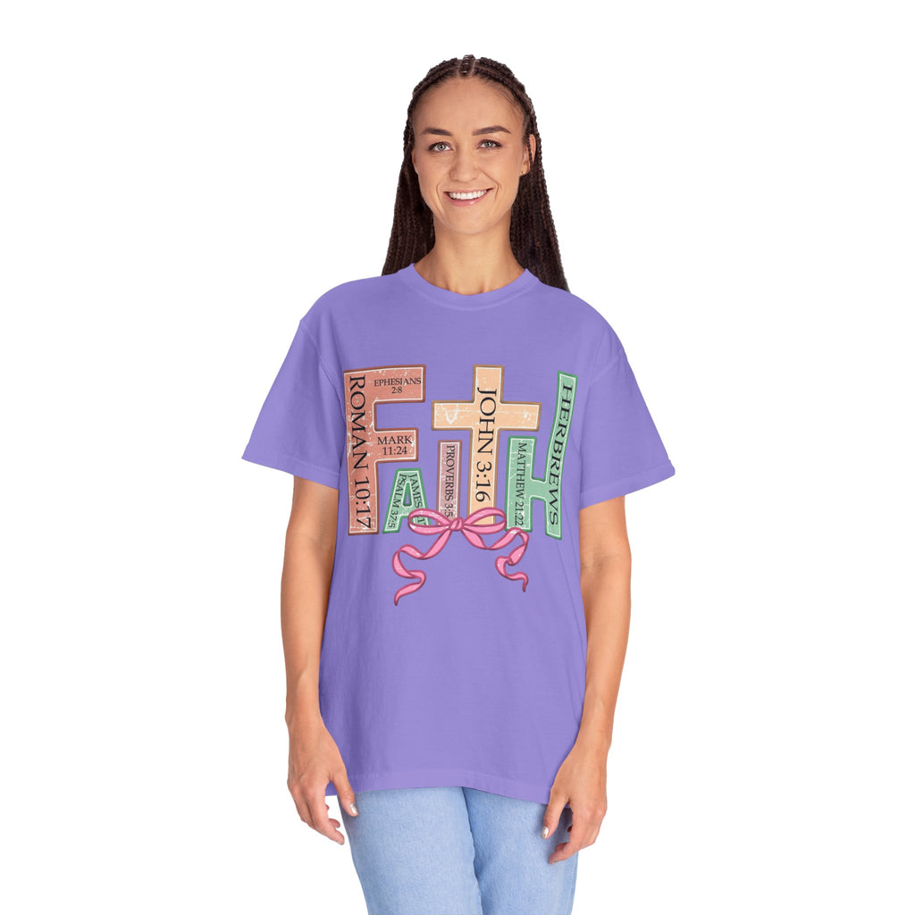 Christian Crosses Scripture Tee — John 3:16, Romans 10:17, Hebrews — Faith Graphic T-Shirt