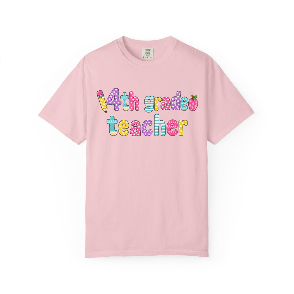4nd grade Teacher T-Shirt — "Big Hearts Shape Little Minds" Colorful School Teacher Tee
