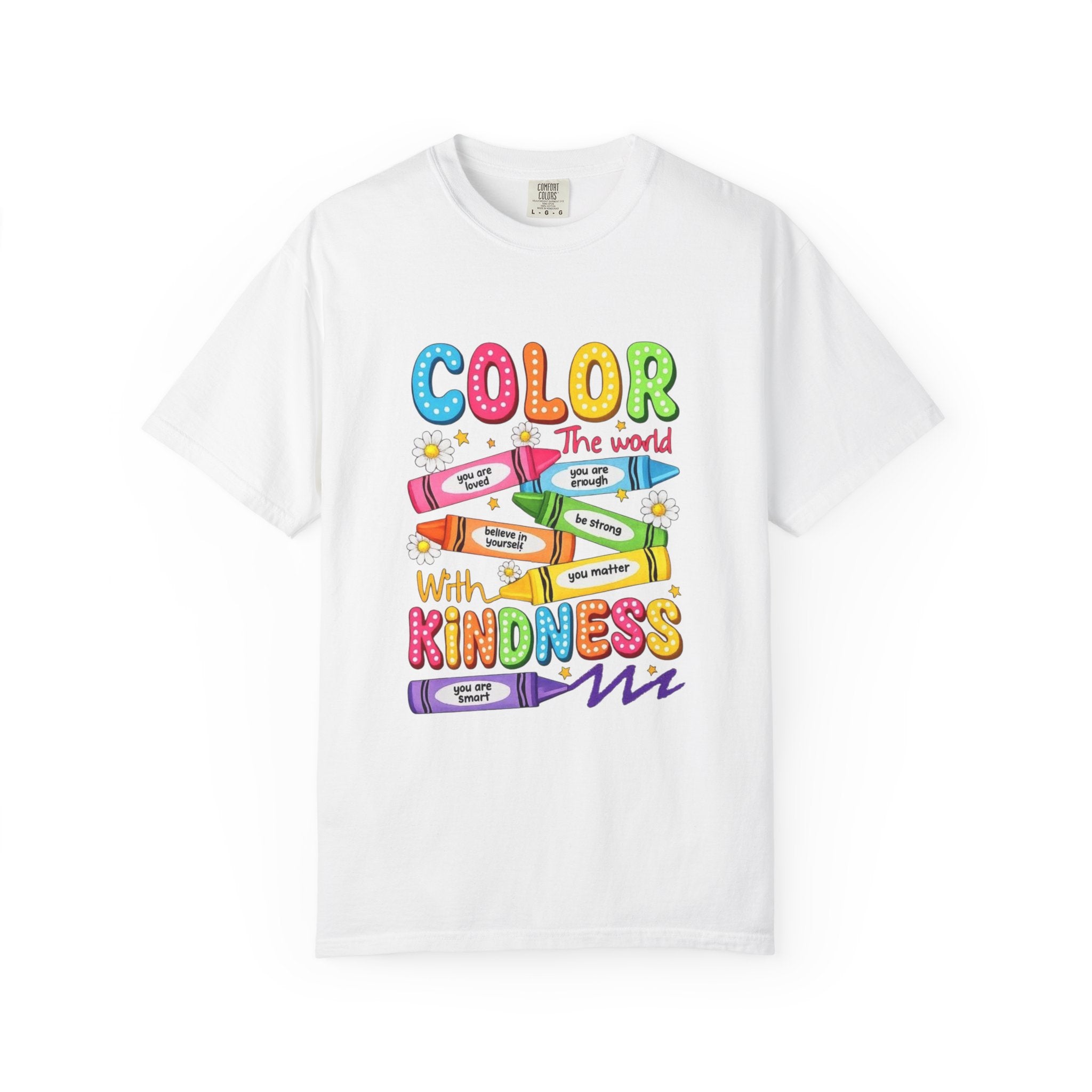 Kindness Crayons T-Shirt — "Color the World with Kindness" Kids Graphic Tee
