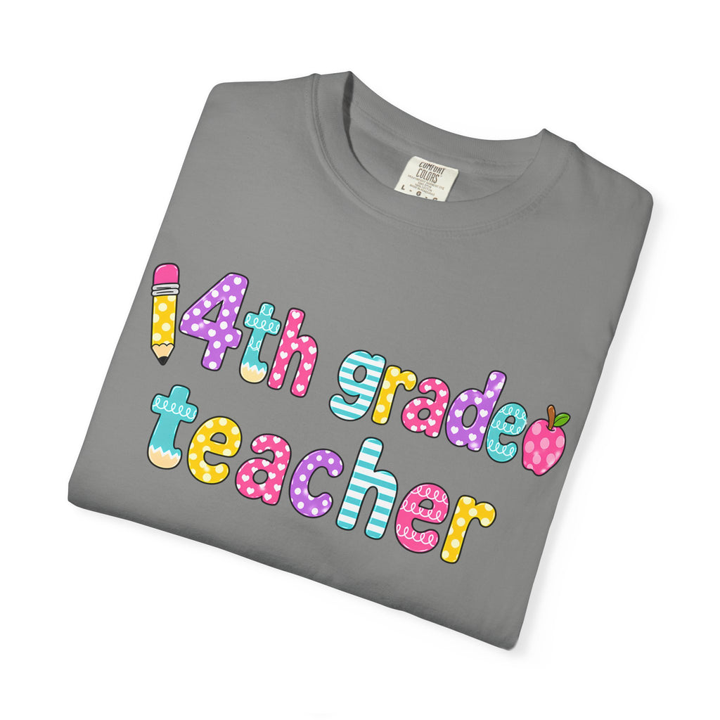 4nd grade Teacher T-Shirt — "Big Hearts Shape Little Minds" Colorful School Teacher Tee