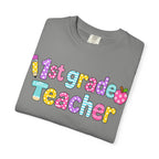 1st Grade Teacher T-Shirt — "Big Hearts Shape Little Minds" Colorful School Teacher Tee