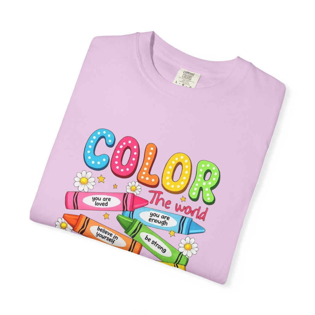 Kindness Crayons T-Shirt — "Color the World with Kindness" Kids Graphic Tee