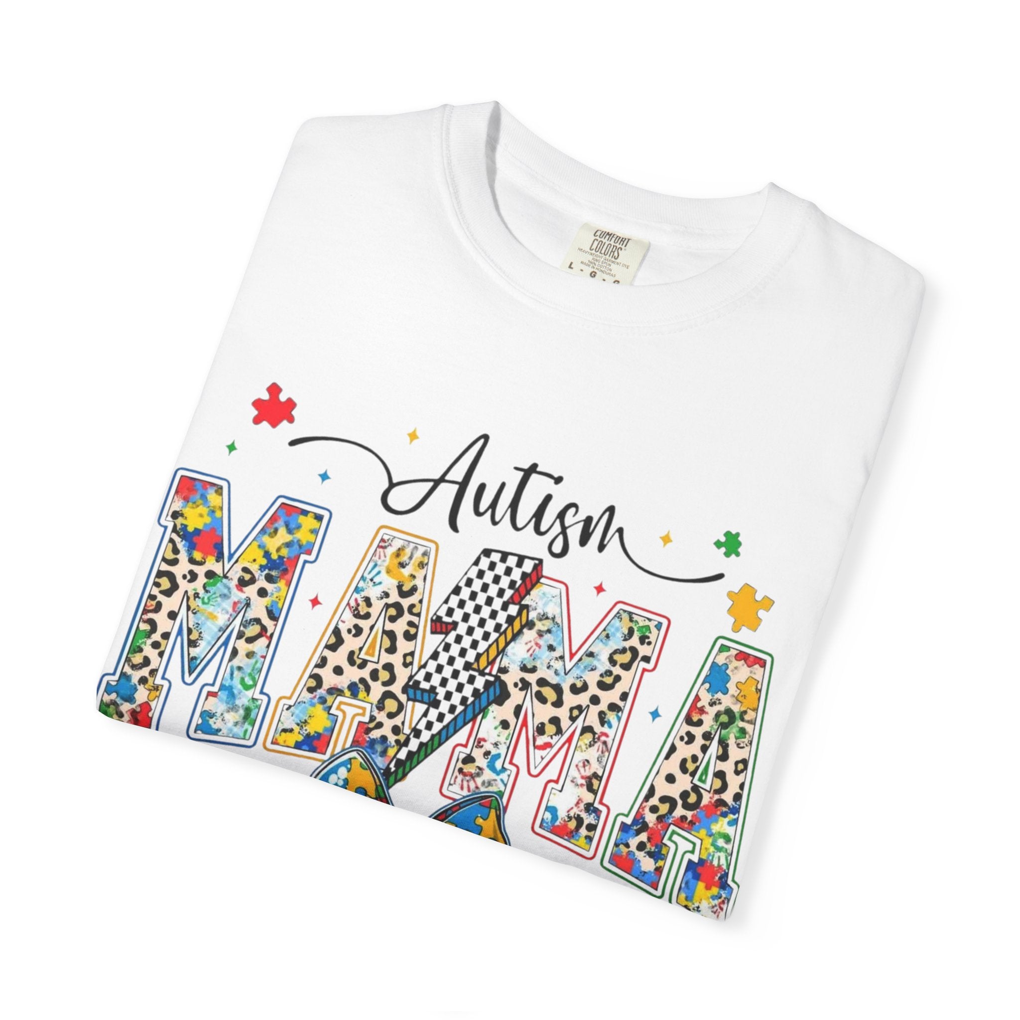 Autism Mama T-Shirt — Colorful Puzzle Ribbon Mom Tee