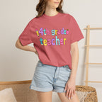 4nd grade Teacher T-Shirt — "Big Hearts Shape Little Minds" Colorful School Teacher Tee