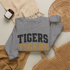 Tigers Repeat Crewneck Sweatshirt — Leopard Accent School Spirit Tee