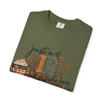 Fall Graphic T-Shirt — "Just a Girl Who Loves Fall" Pumpkin & Coffee Tee